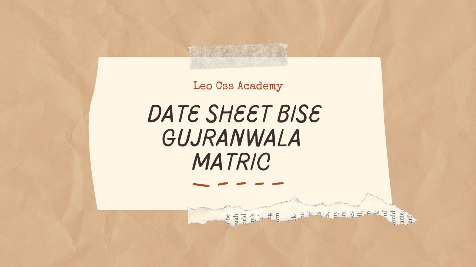 Date Sheet BISE Gujranwala Matric