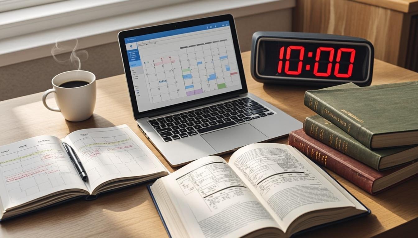 Organized study desk showing time management tools for students