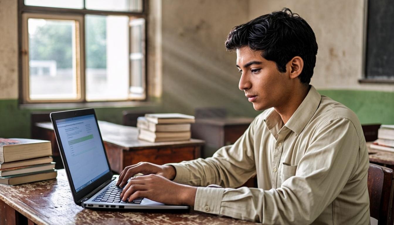 Student checking BISE Abbottabad board results
