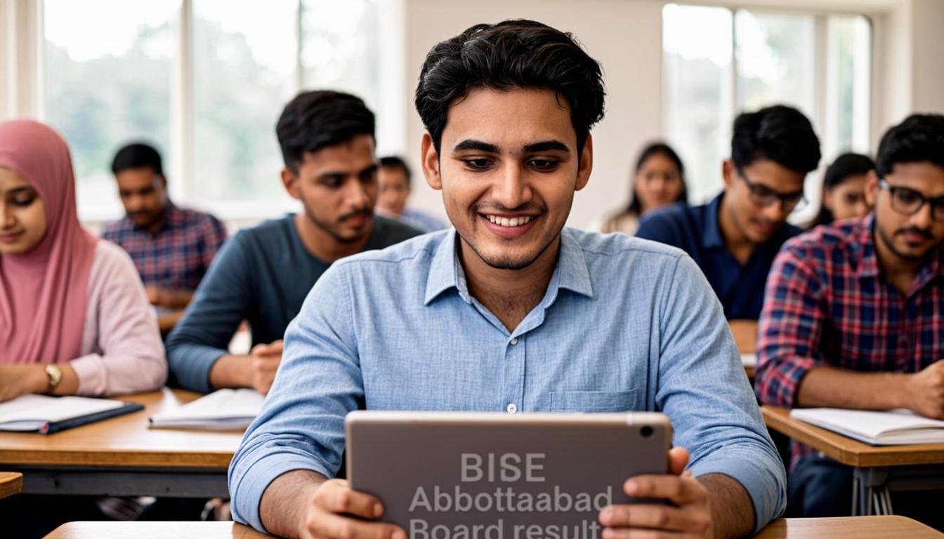 Students celebrating BISE Abbottabad 9th class results