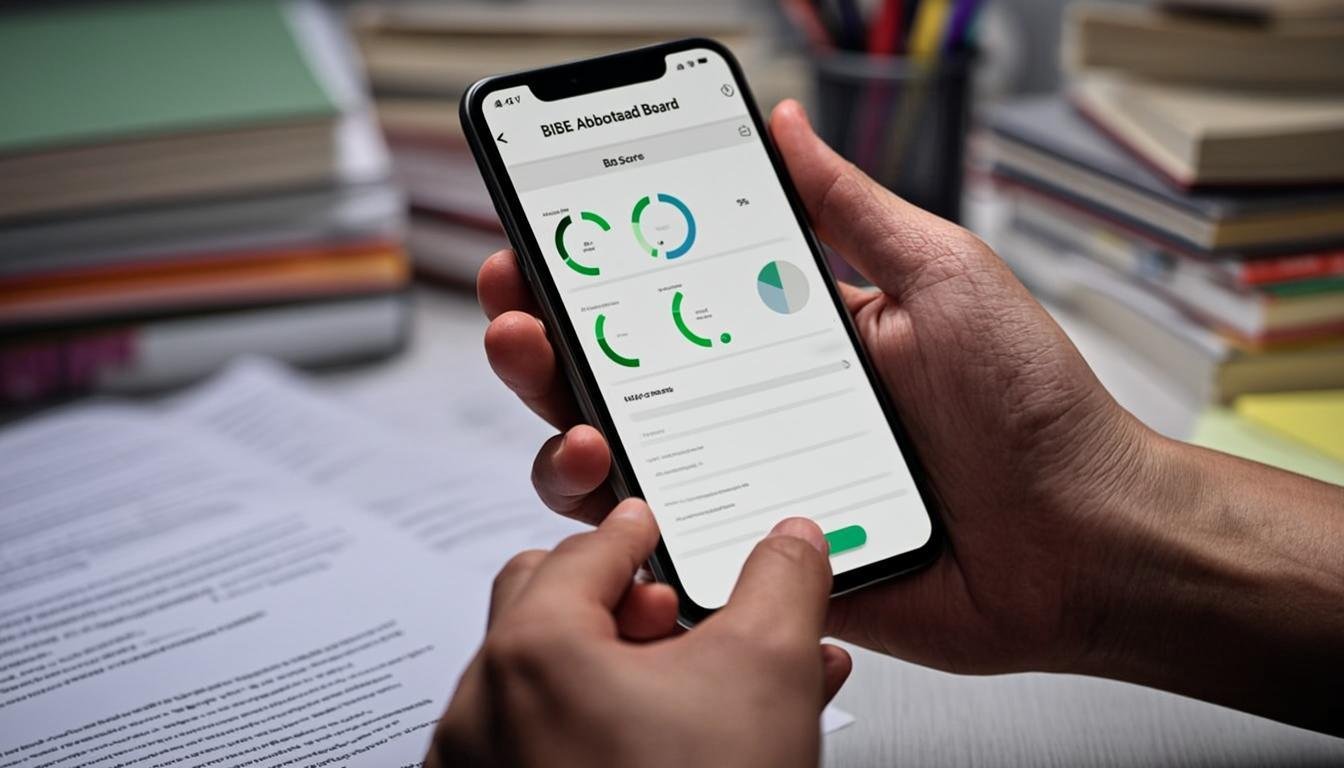 Student checking BISE Abbottabad Board SSC result 2026 on smartphone