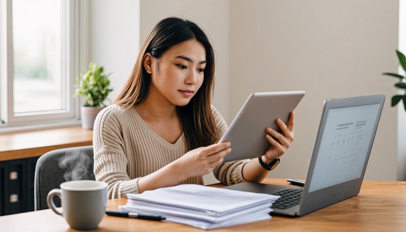 Student using smart study techniques with digital tools
