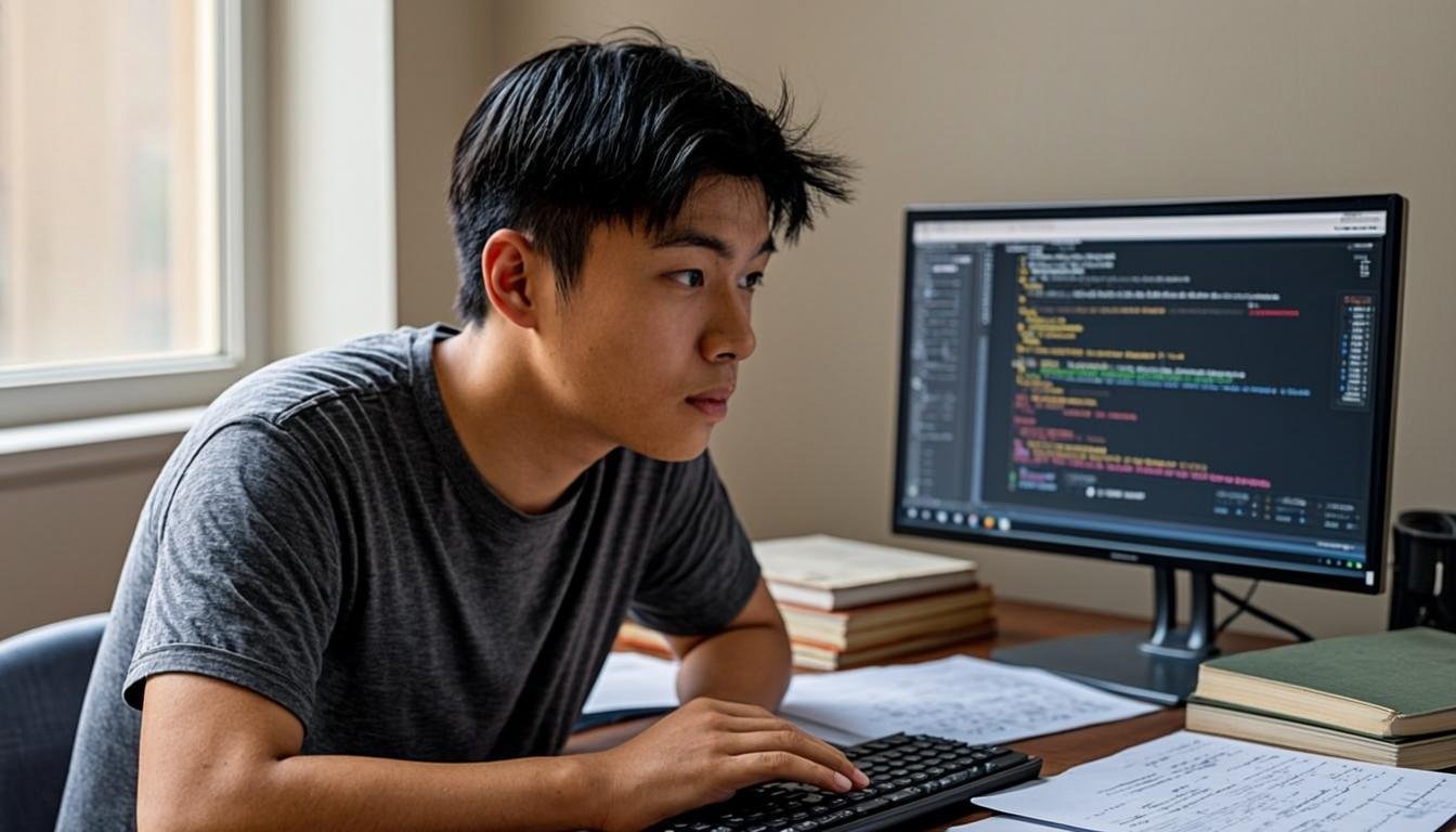 Student preparing for CSS exam retake with study materials