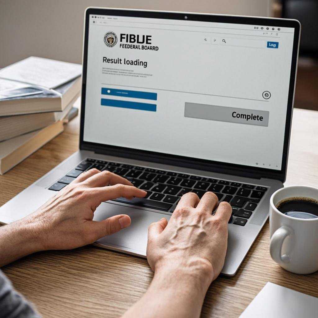 Student checking FBISE results online