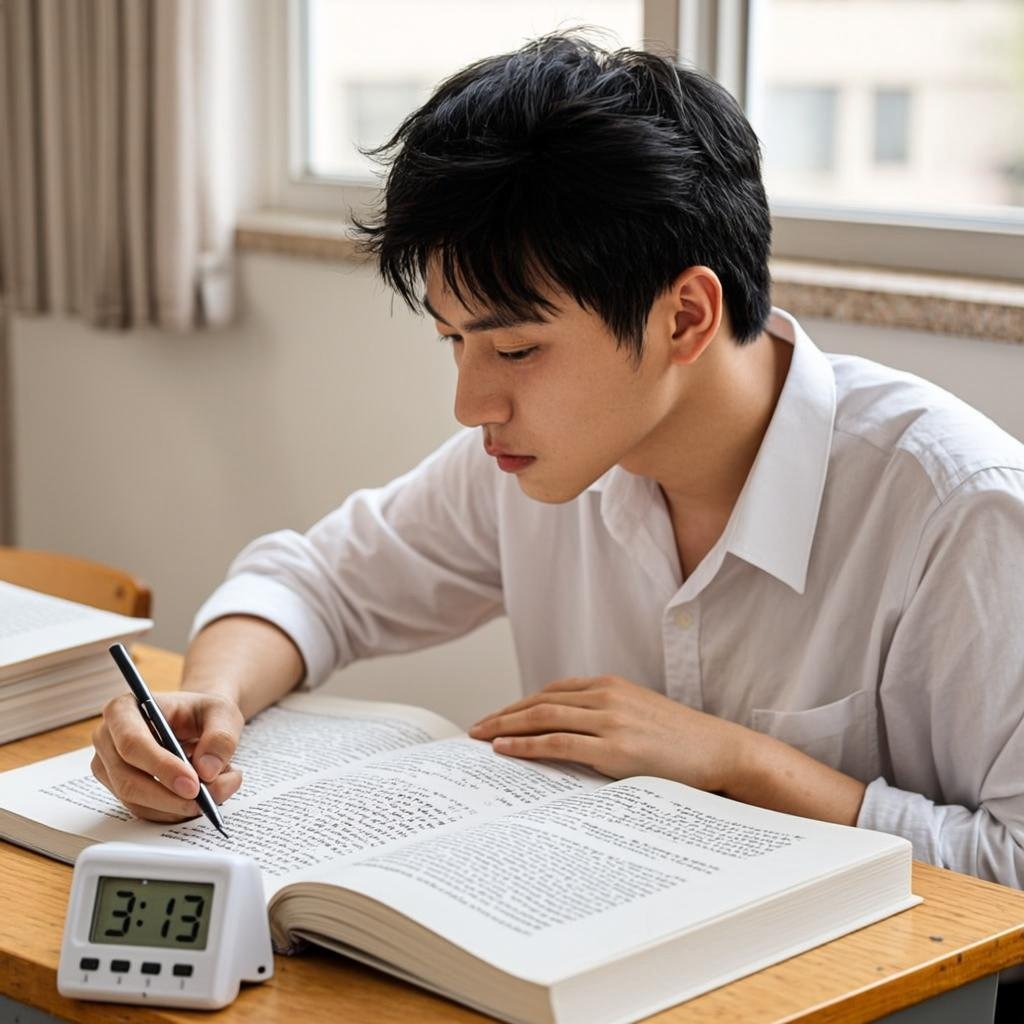 Student practicing focused study sessions with time management technique