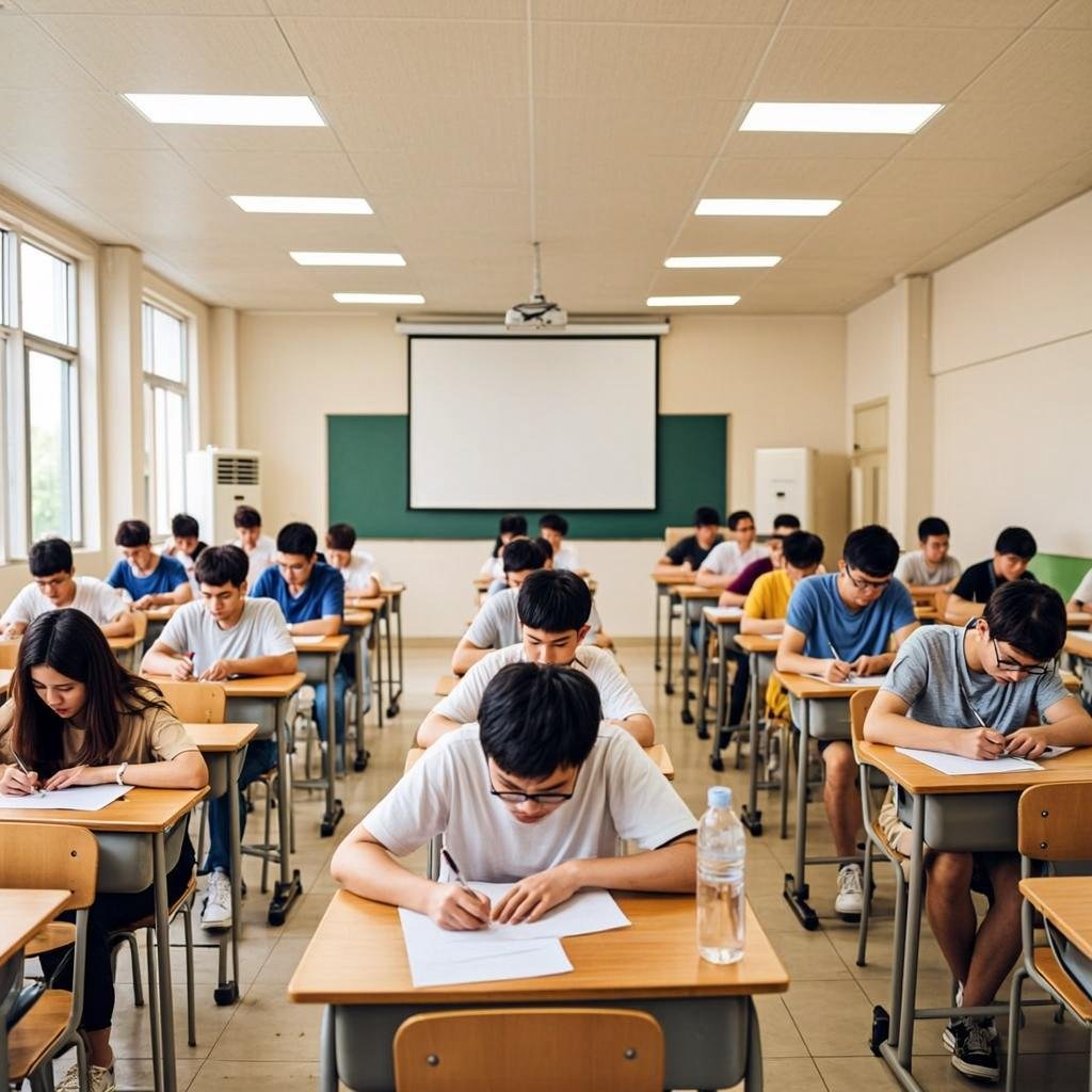 BISE Abbottabad Board examination hall during SSC exams