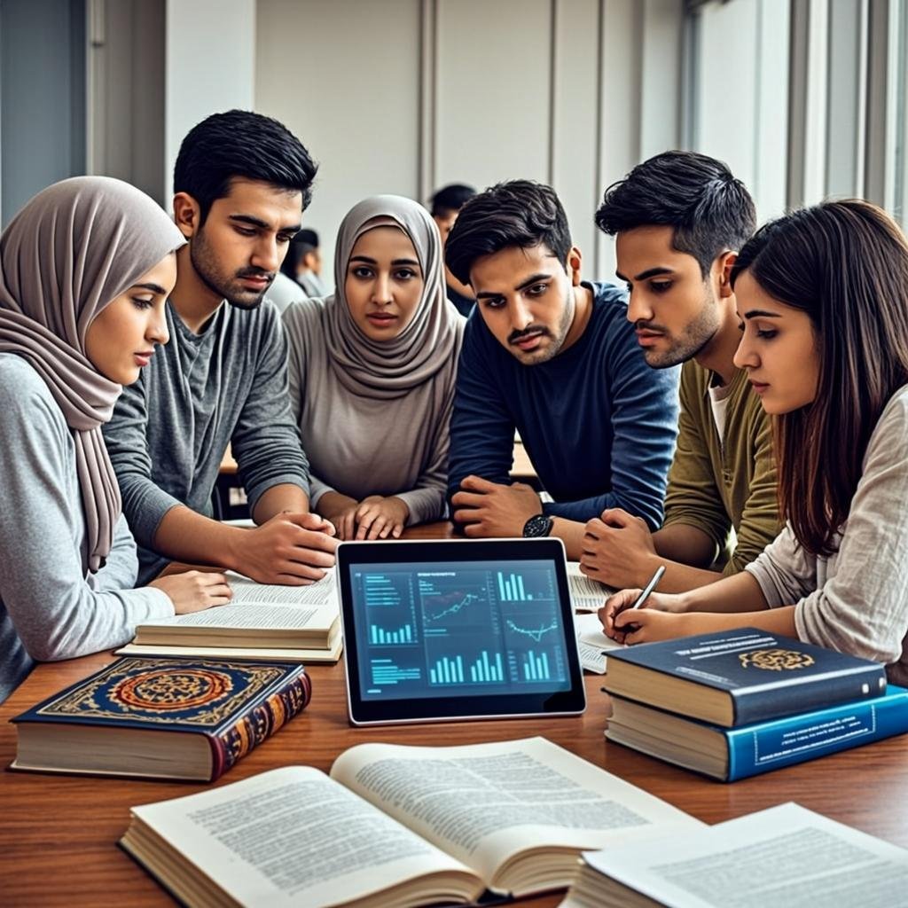 Students studying Islamic political thought for CSS exams