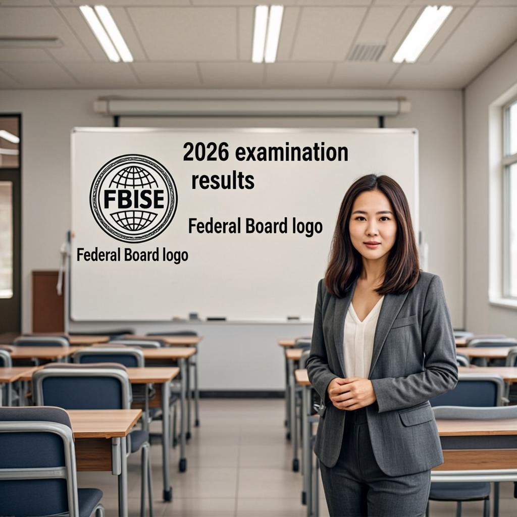 Teacher explaining FBISE Federal Board result procedures