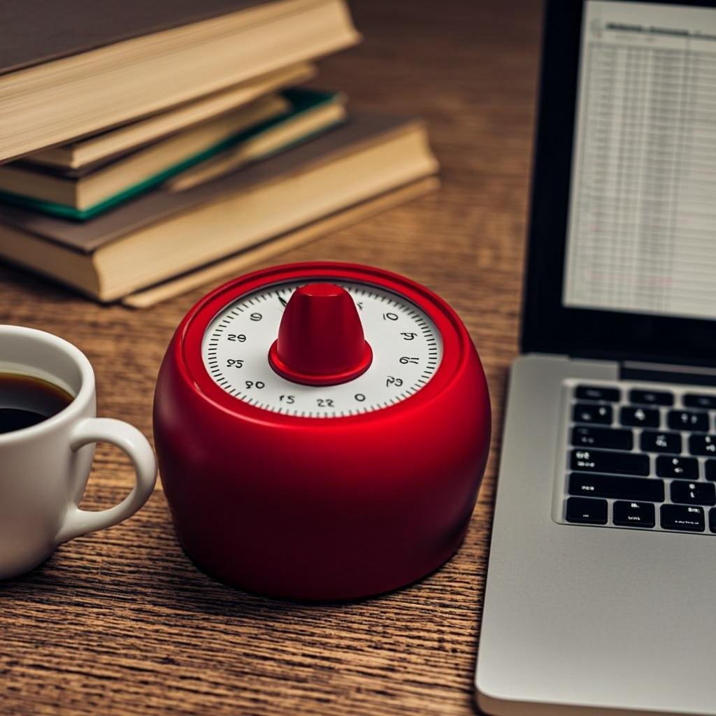 Student using the Pomodoro Technique for focused study sessions