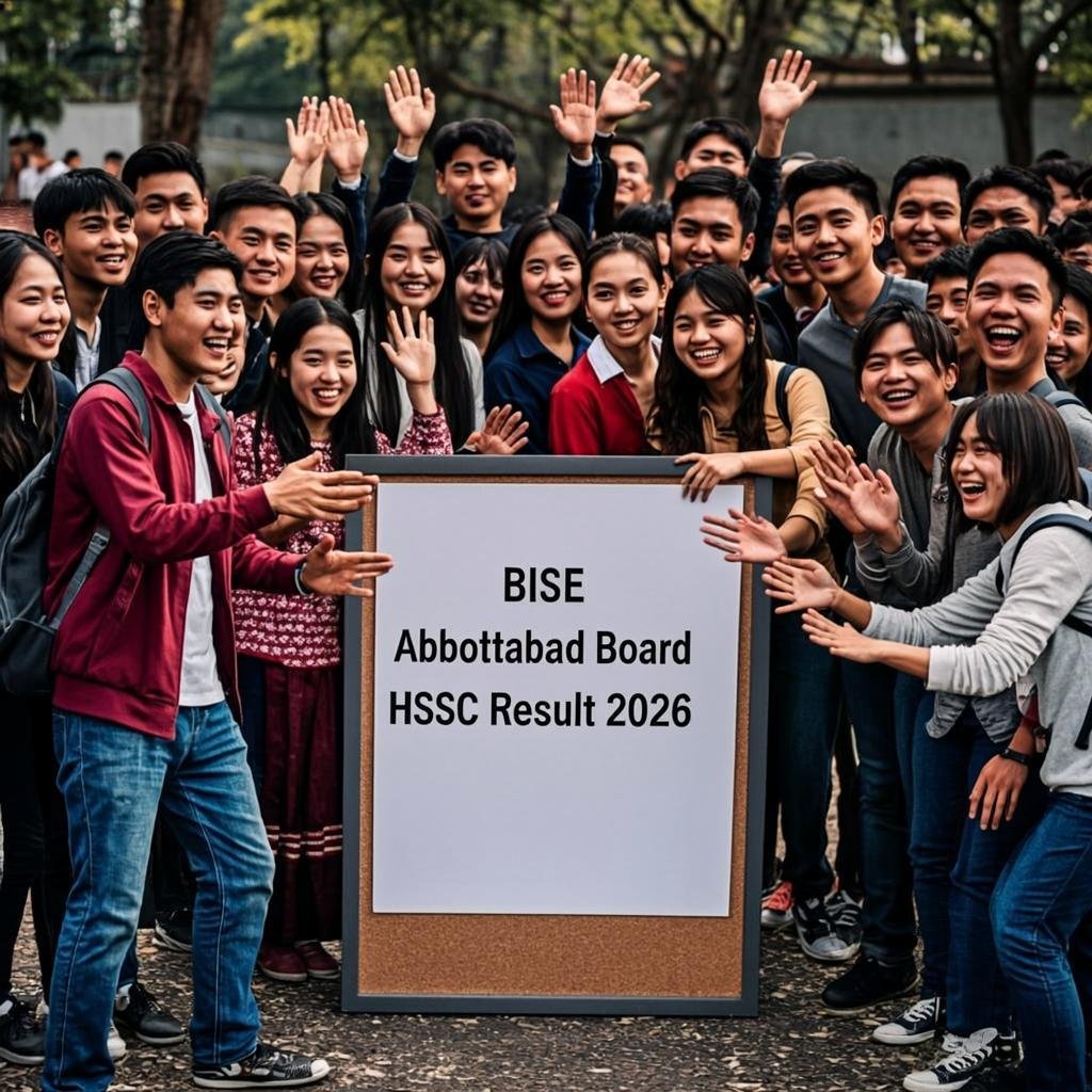 Students viewing HSSC result notice board