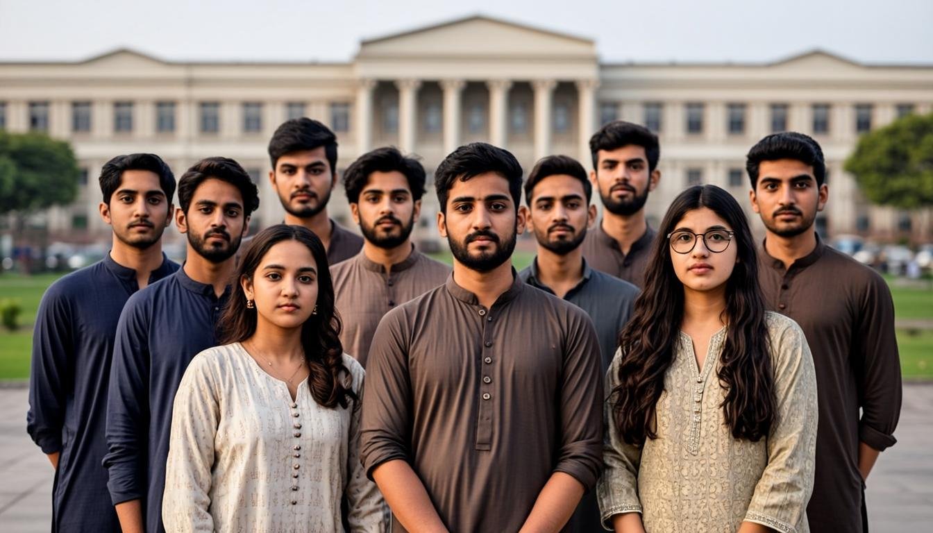 Pakistani students at university campus representing Fulbright scholarship recipients