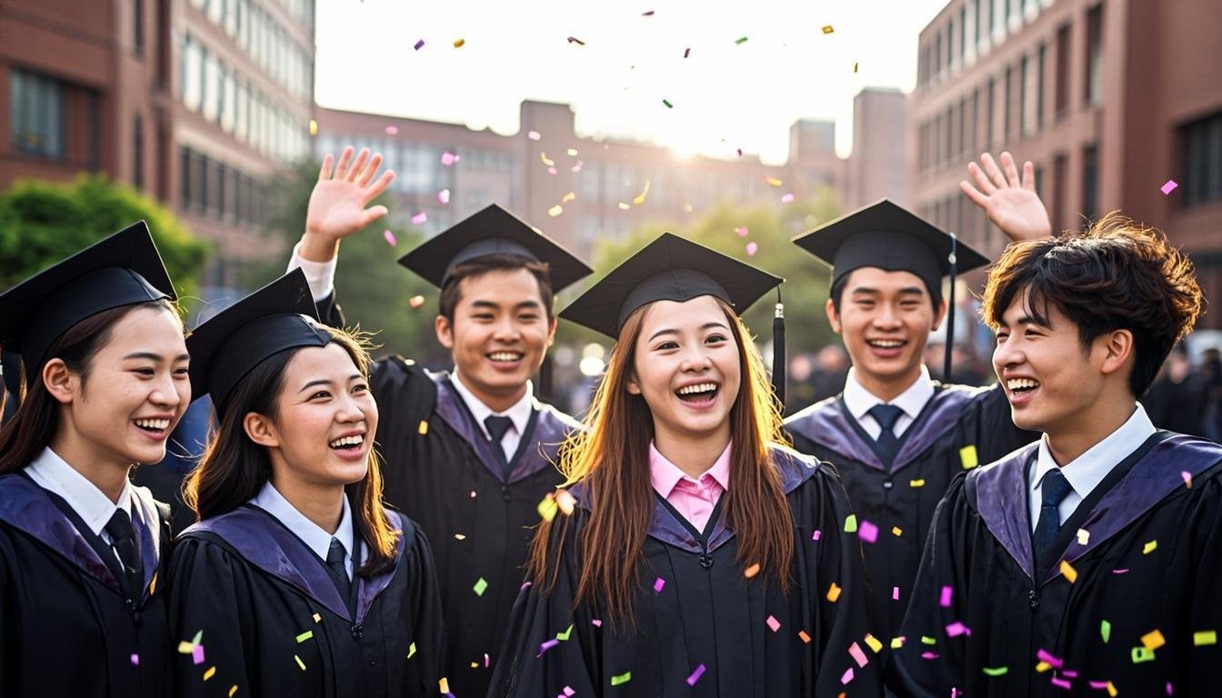Students celebrating HEC scholarship achievements