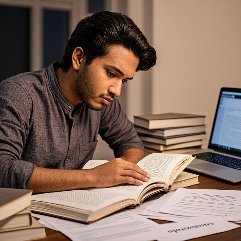 Pakistani student preparing for scholarship applications