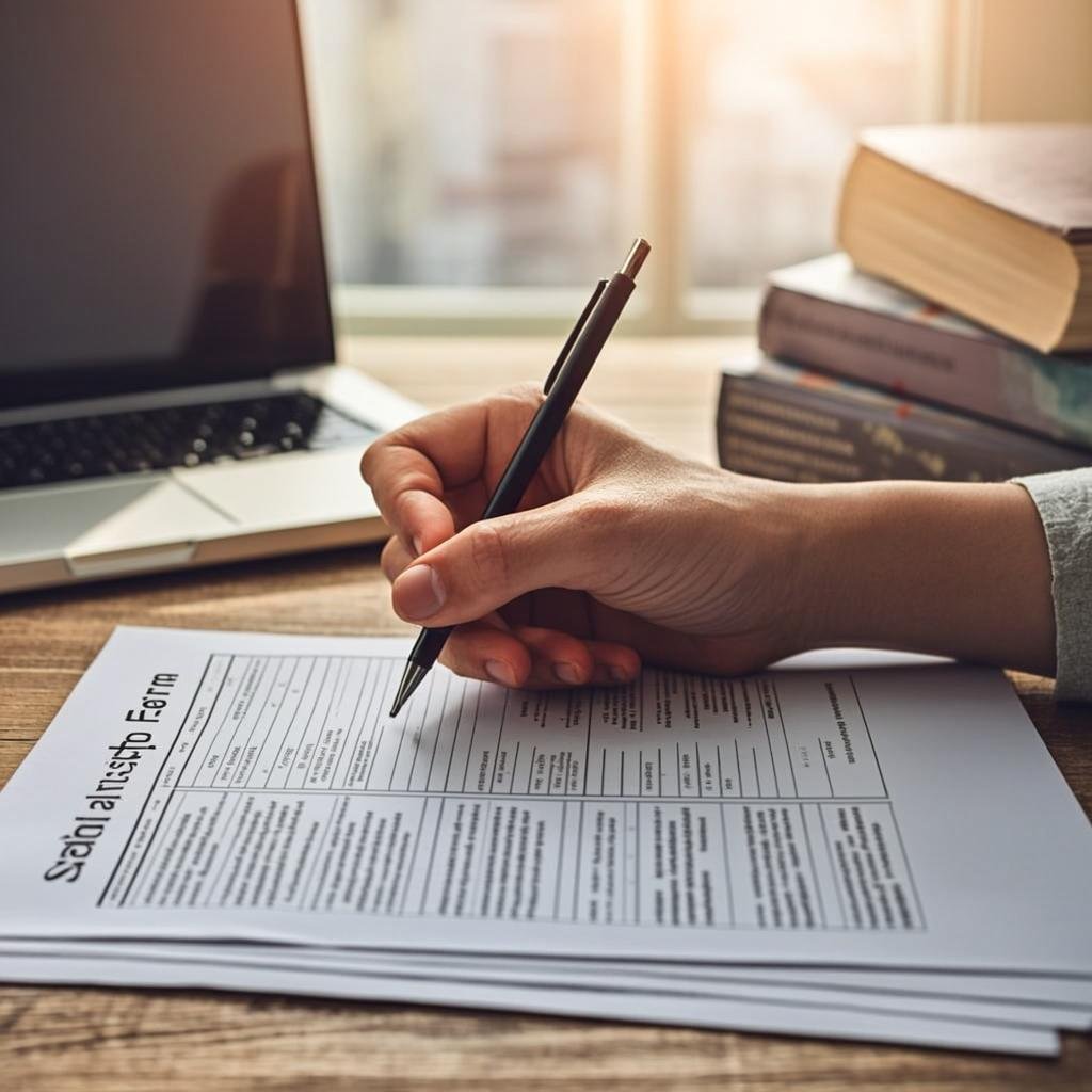 Student filling out HEC scholarship application