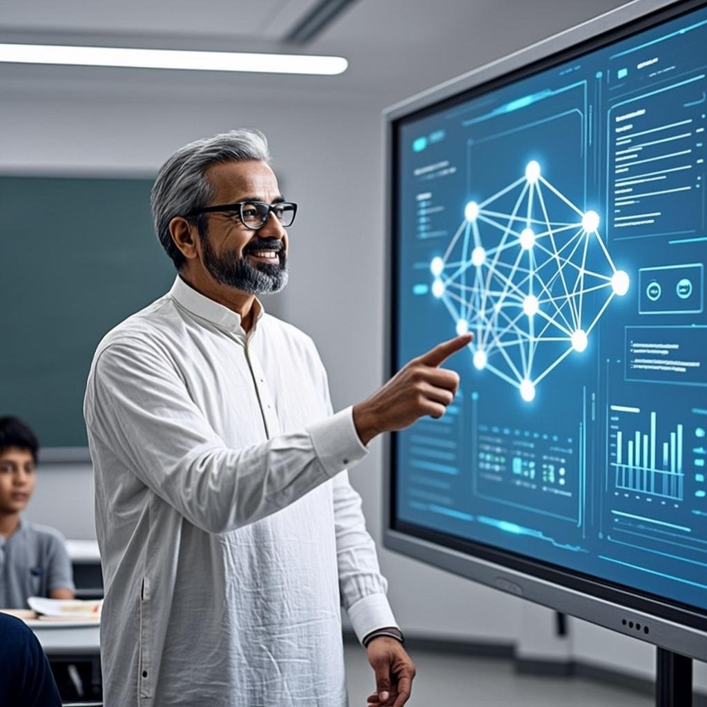 Professor teaching AI and data science concepts